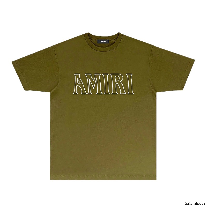 AMIRI Basic Style Trendy and Cool Olive Green T-shirt