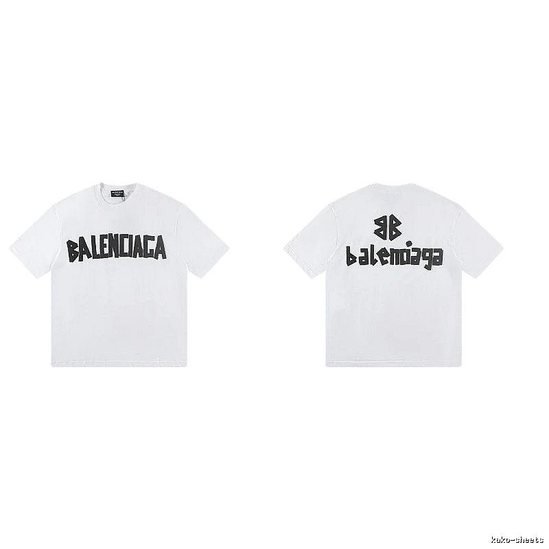 Balenciaga Double B Printed Street Style White T-shirt