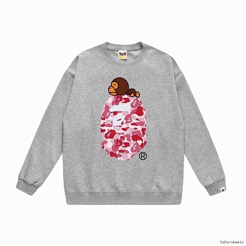 Bape cartoon camouflage style gray sweatshirt