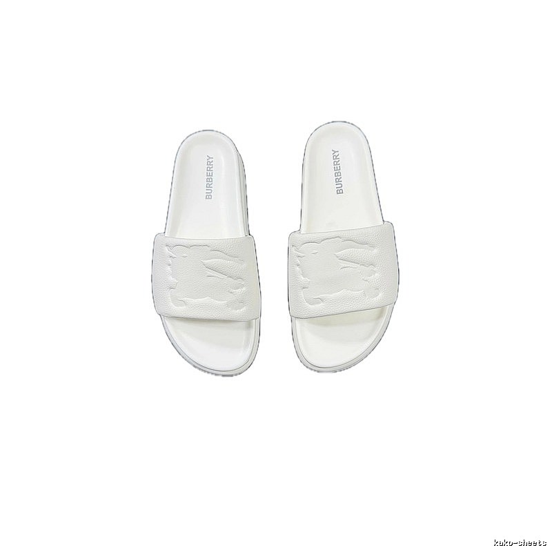 Burberry Embossed Equestrian Knight Minimalist White Slides