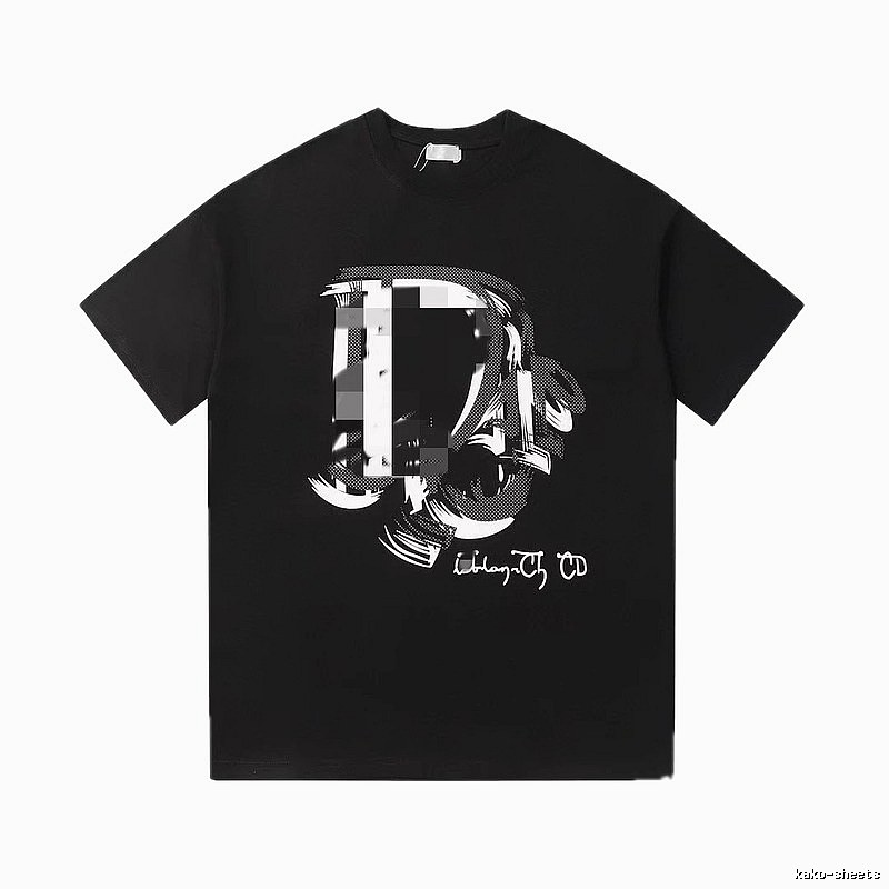 Dior Graffiti Print Street Style Black T-Shirt