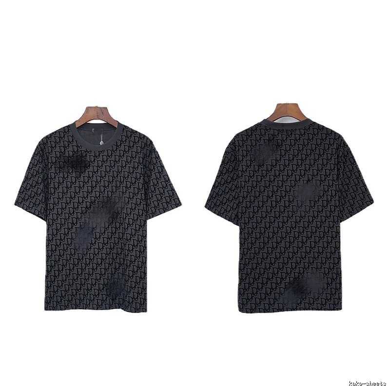 Dior Oblique Streetwear Collection Dark Grey Short-sleeve T-Shirt