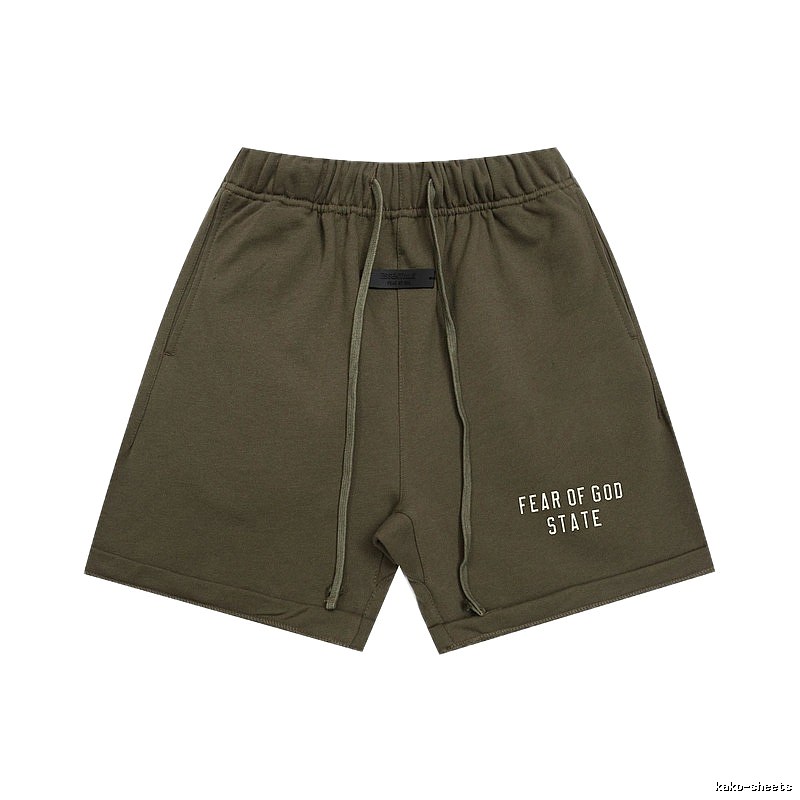 ESSENTIALS Sporty Military Green Shorts