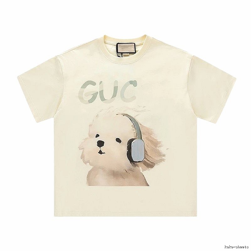 Gucci Puppy Print Casual Off-white T-Shirt