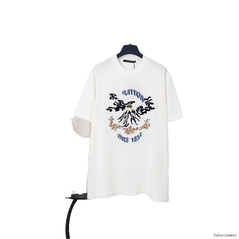 Louis Vuitton Mountain Peak Print Casual Style White T-Shirt