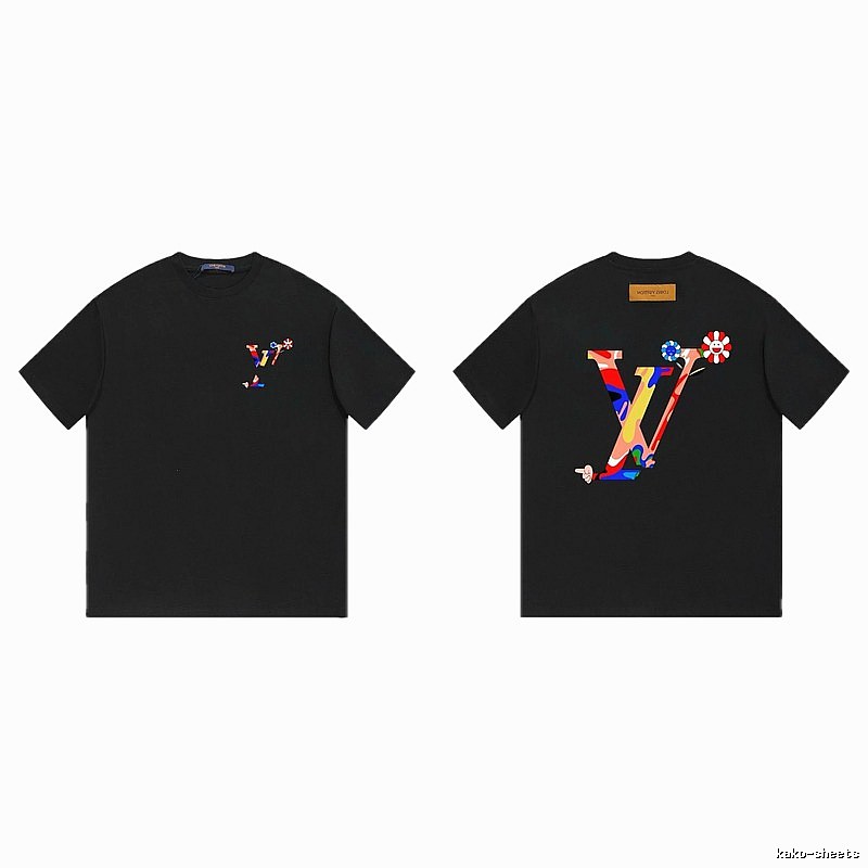Louis Vuitton Sunflower Co-branded Trendy Black T-shirt
