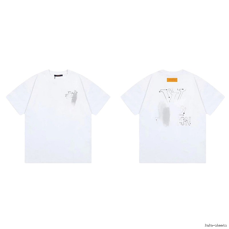 Louis Vuitton Trendy Line-drawing Style White Short-sleeve T-shirt