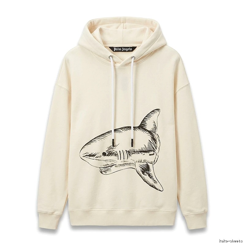 Palm Angels Shark Series Simple Style Beige Hoodie