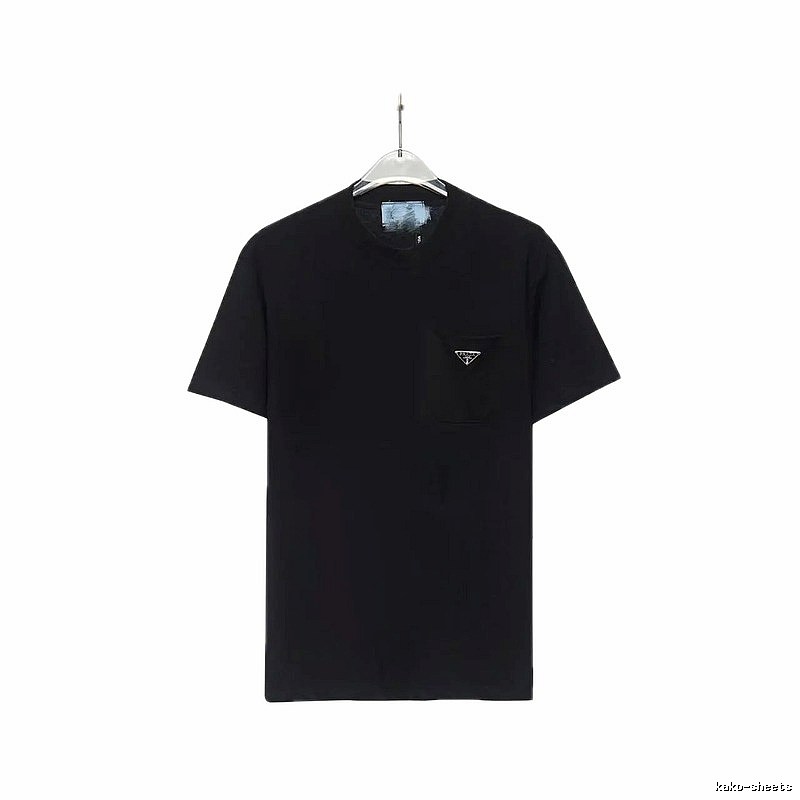Prada Triangle Logo Minimalist Style Black Short-sleeve T-shirt