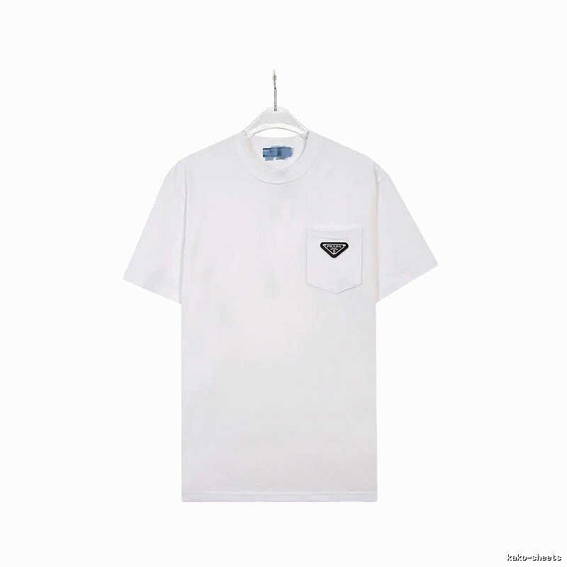 Prada Triangle Logo Minimalist Style White T-Shirt