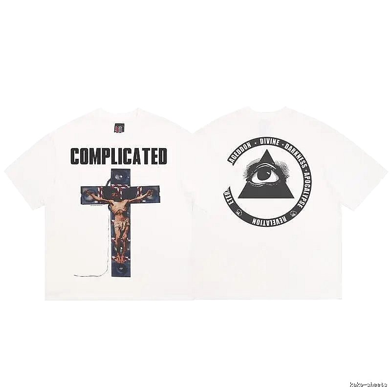 SAINT Religious Print Dark Style White T-Shirt