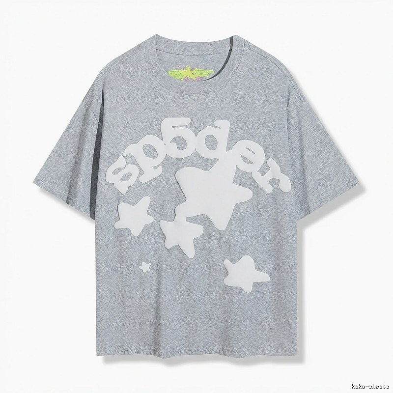 Sp5der Gray T-shirt with Star Print