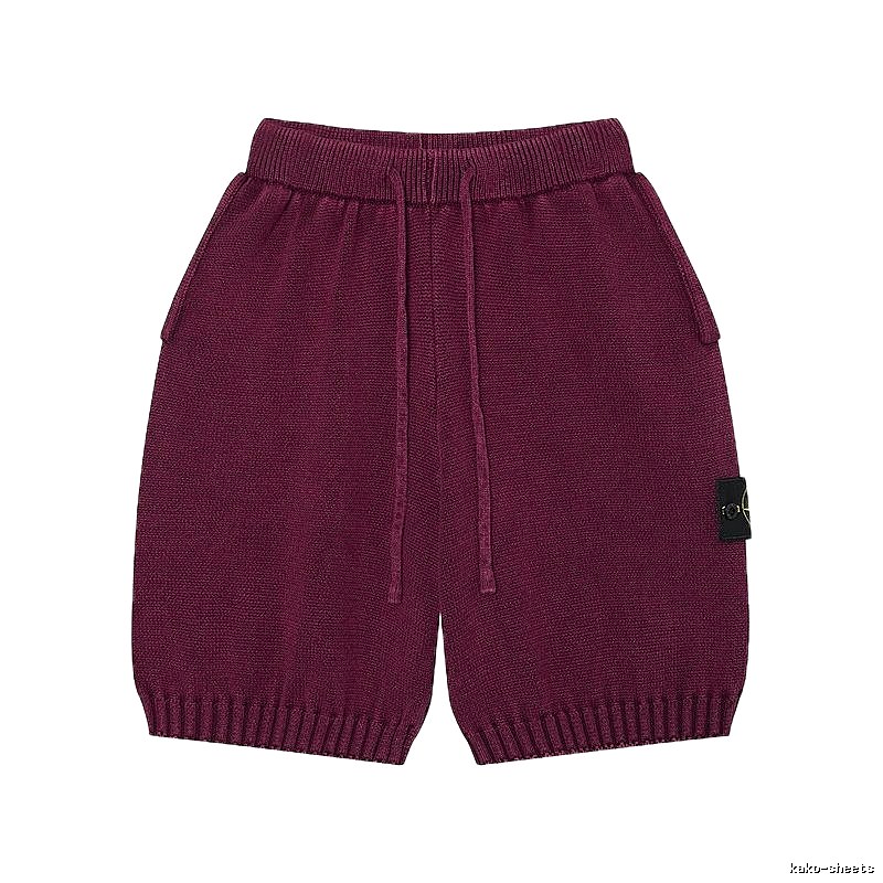 Stone Island Knit Casual Style Burgundy Shorts