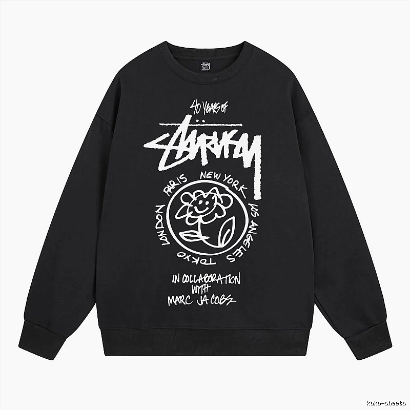 Stussy Black Style 539 Graphic SweatShirt Campus Look
