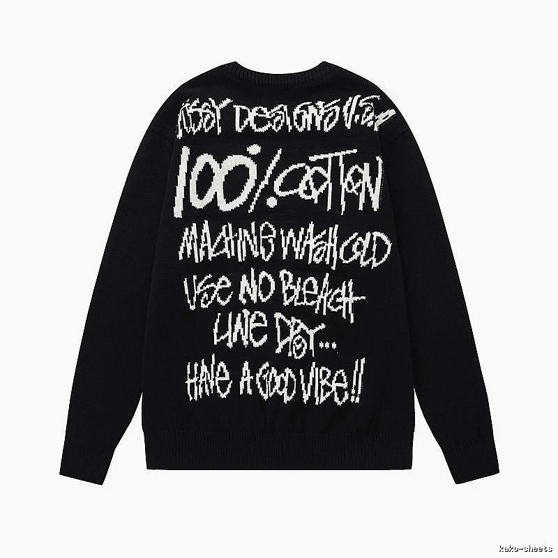 Stussy Black Swirl Graphic SweatShirt Relaxed Styling