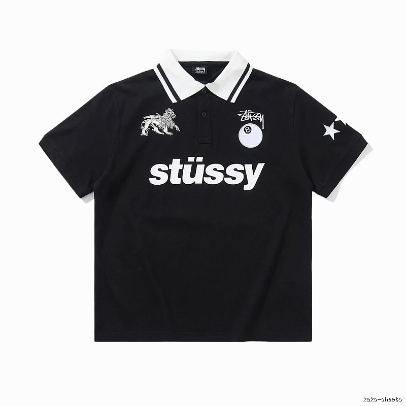 Stussy Trendy Style Black Polo Shirt
