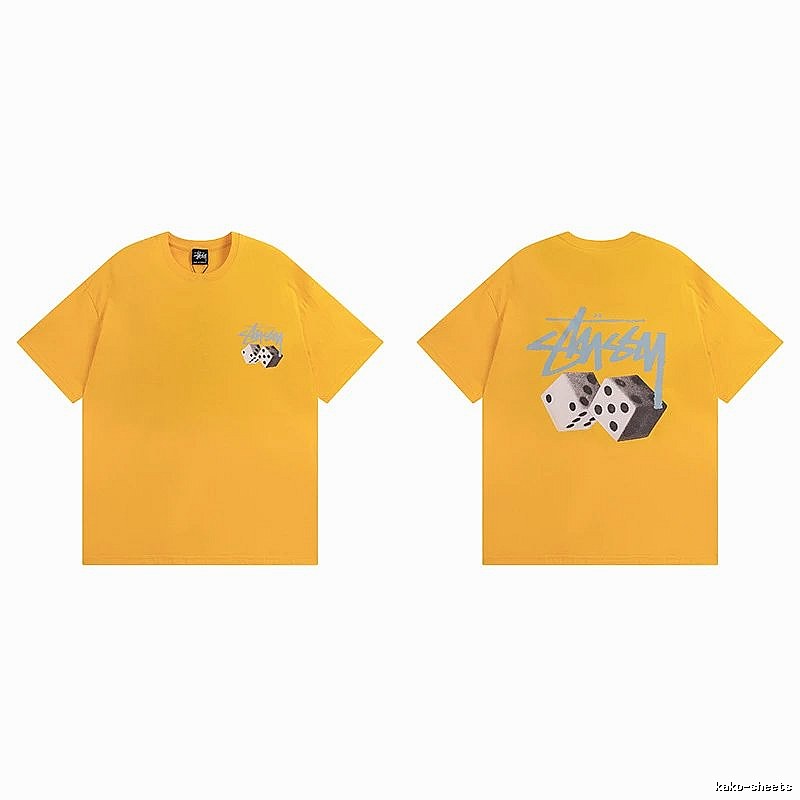 Stussy Yellow Spider Graphic T-Shirt Summer Styling Logo