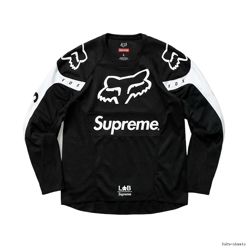 Supreme black and white trendy long-sleeved shirt