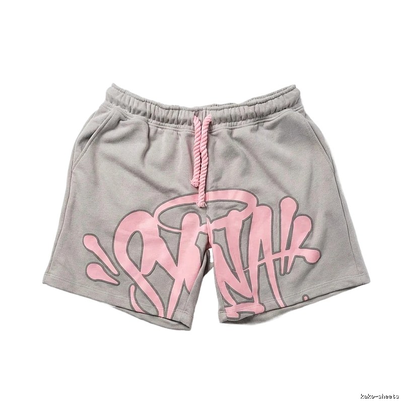 SynaWorld graffiti-style gray shorts