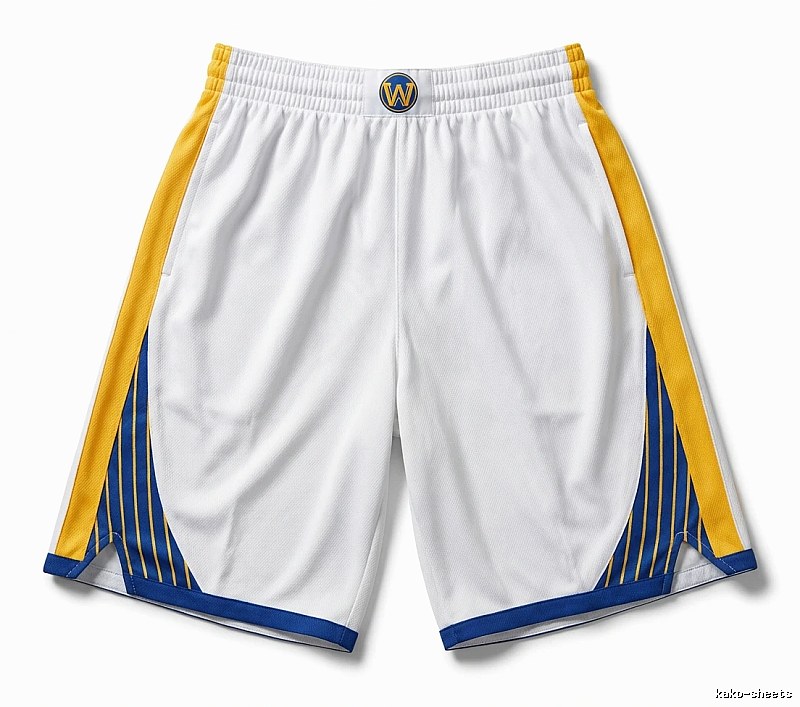 Warriors' Curry's white, yellow and blue shorts