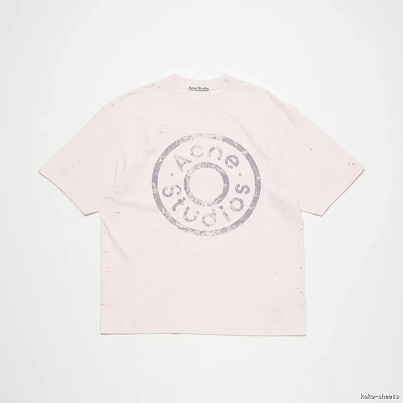 Acne Studios 2090-80 Pink Multicolor Pink Style Ac908041 Stockholm Logo T-Shirt Commuter Look