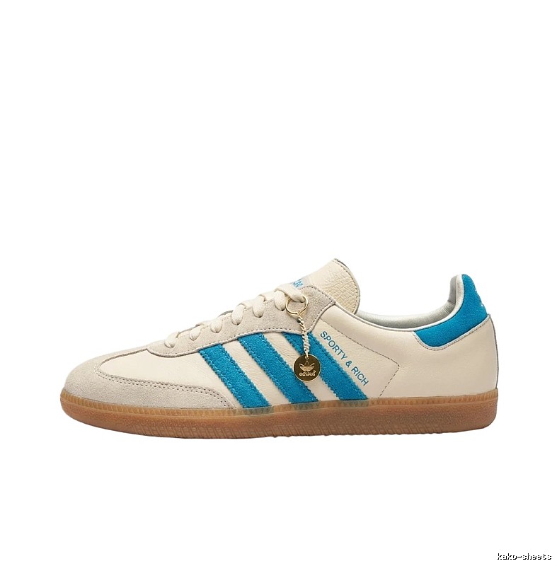 Adidas retro-style white and blue sports shoes