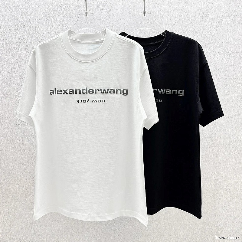 Alexander Wang Letter Print Casual Black and White Short Sleeve T-Shirt