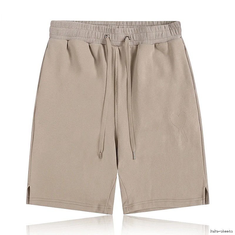 AMI Embroidered Trendy Brand Khaki Shorts