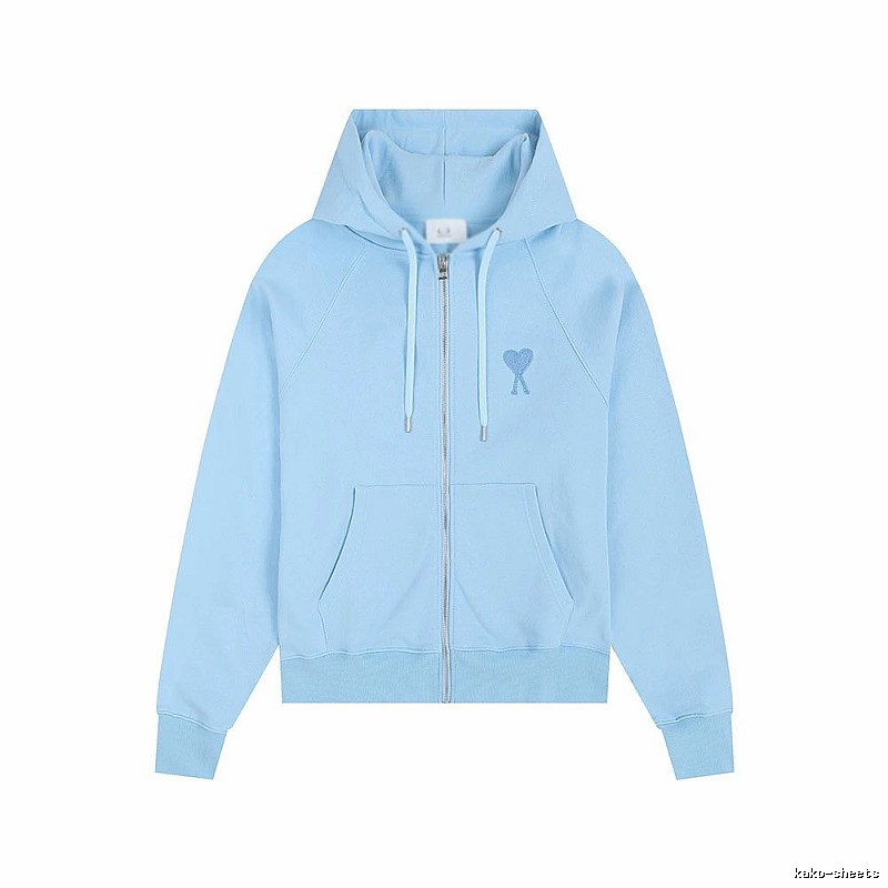 AMI Love Embroidery Light Blue Hoodie