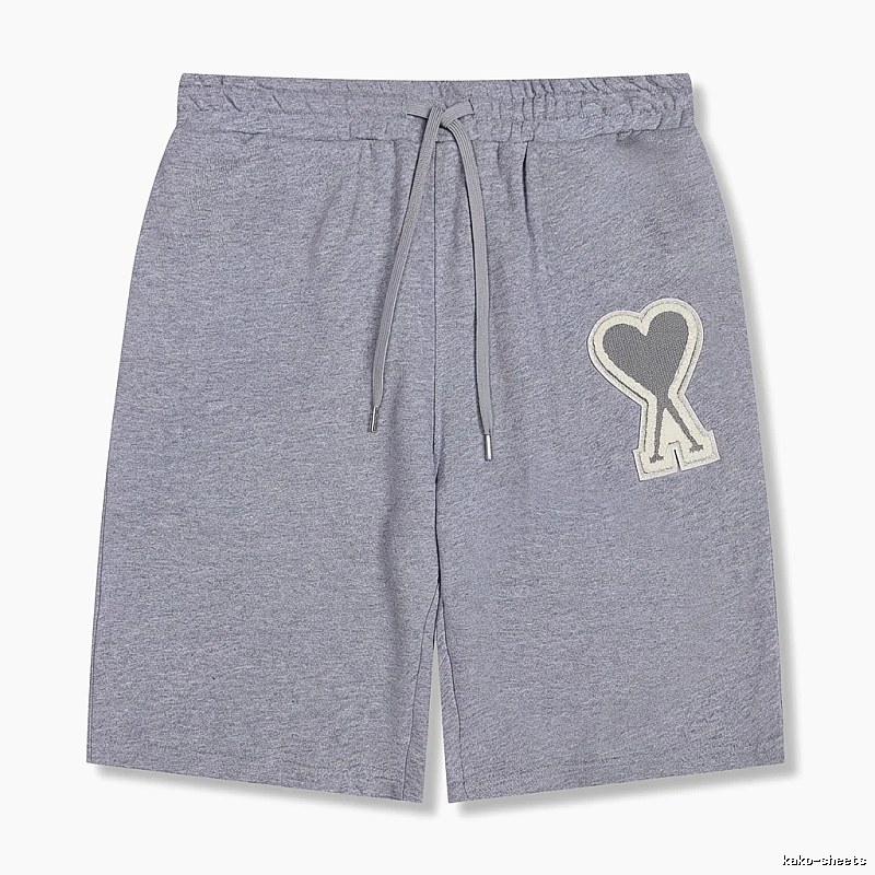 AMI Love Heart Pattern Light Gray Shorts