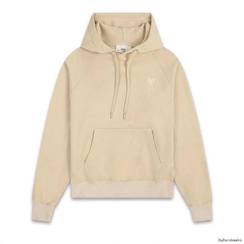 AMI Love Minimalist Style Beige Hoodie
