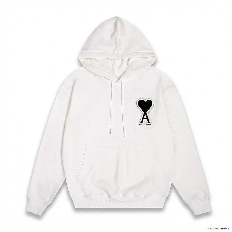 AMI Love Series Minimalist Style White Hoodie