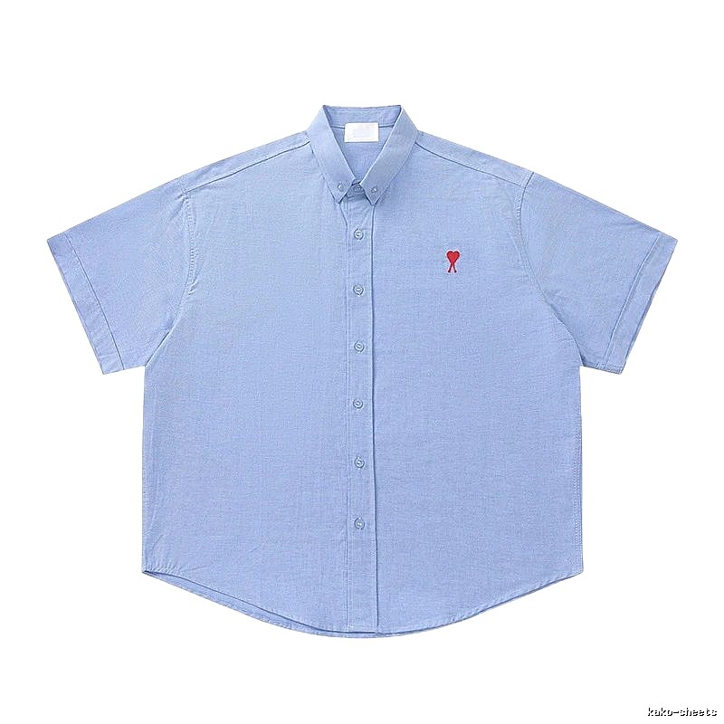 AMI Love Series Simple Style Blue Shirt