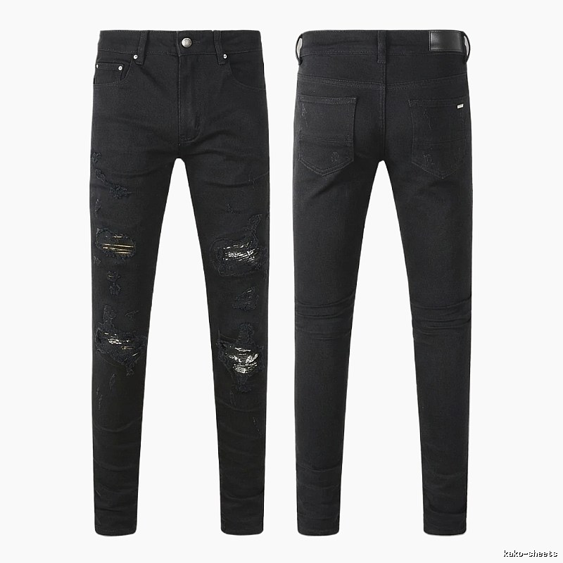 AMI Ripped Trendy Cool Black Jeans