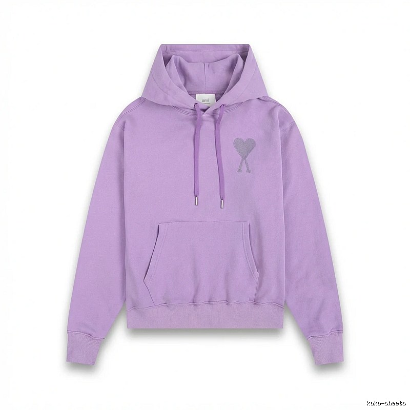 AMI series minimalist style purple hoodie