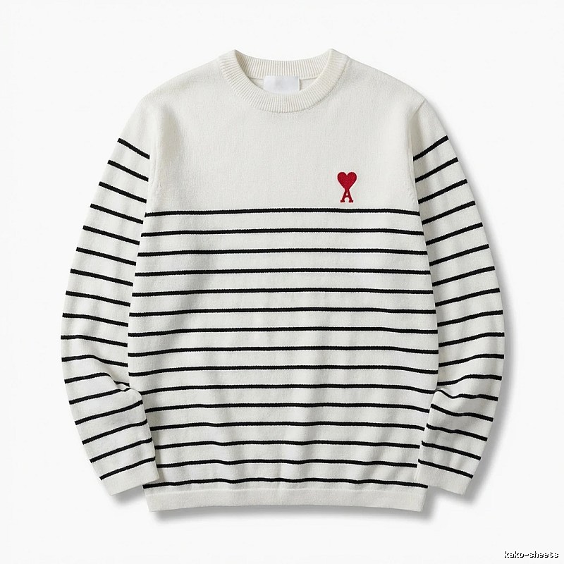 AMI striped minimalist style white sweater