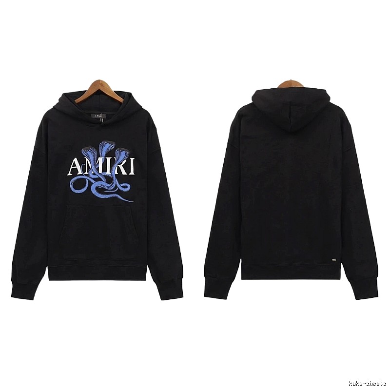 AMIRI Black Hoodie with Snake Print