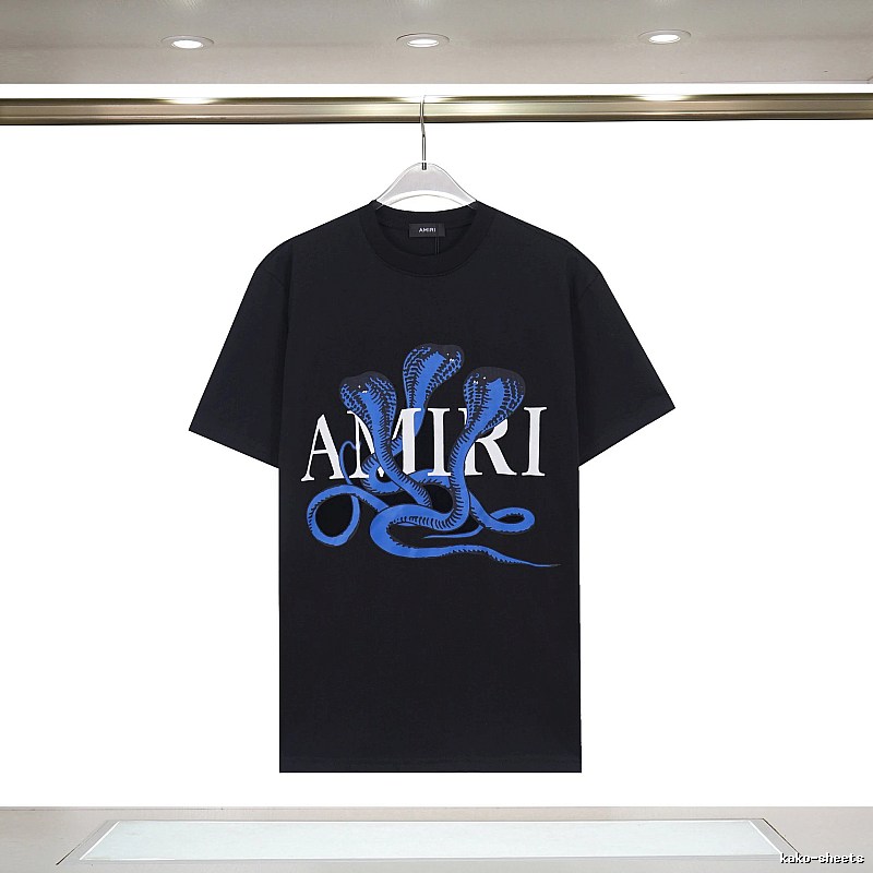 Amiri Casual Graphic T-shirt White Blue Amiri for Streetwear Looks