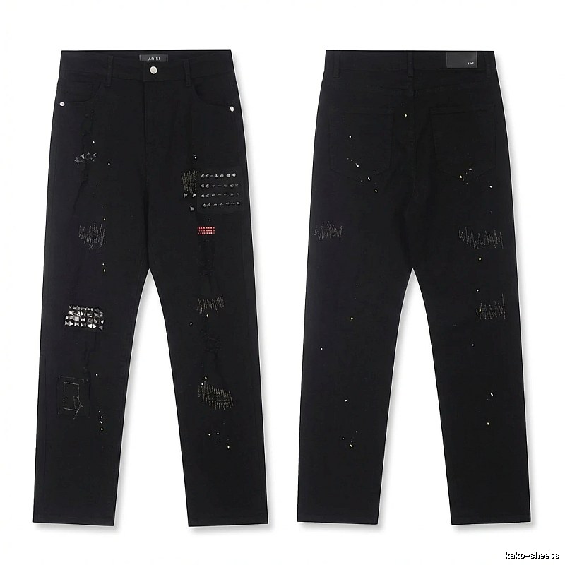 AMIRI Rivet Punk Style Black Pants