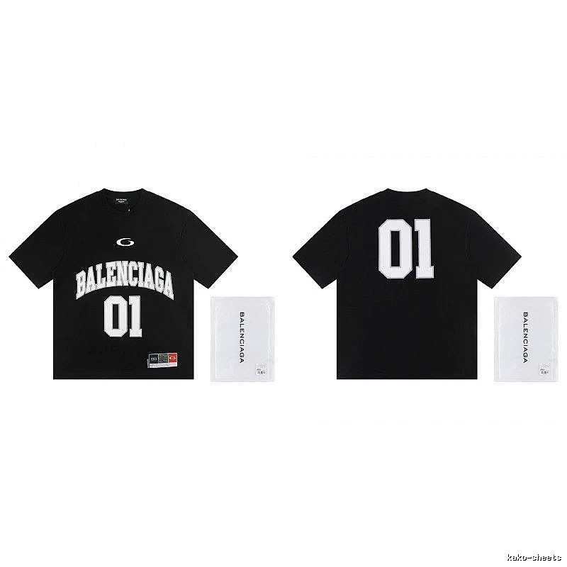 Balenciaga 01 Printed Street Style Black T-shirt