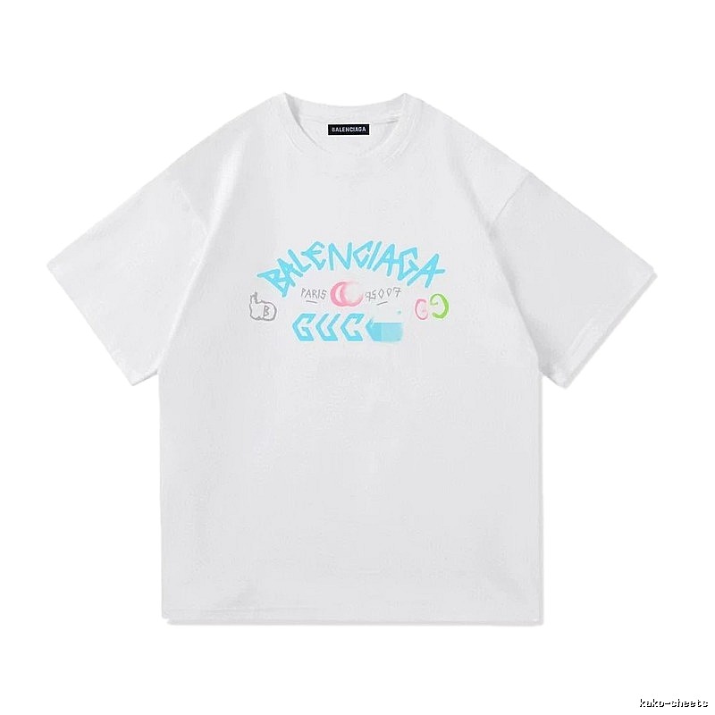 Balenciaga Co-branded Graffiti Street Style White T-Shirt