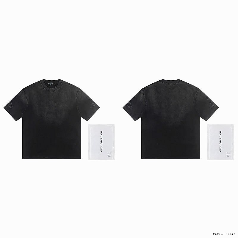 Balenciaga Distressed Street Style Black Short-Sleeve T-Shirt