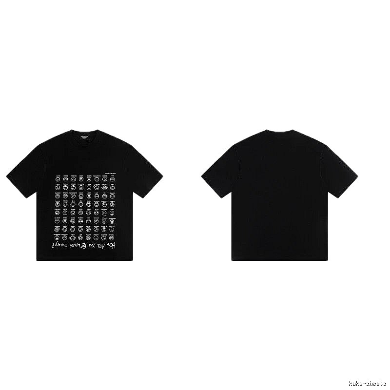 Balenciaga Emoji Printed Street Style Black T-Shirt