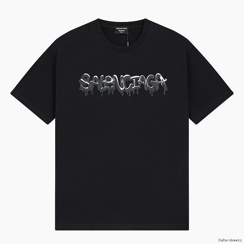 Balenciaga Graffiti Street Style Black Short Sleeve T-shirt