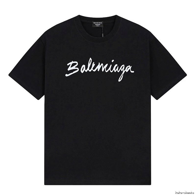Balenciaga Handwritten Trendy Style Black T-shirt