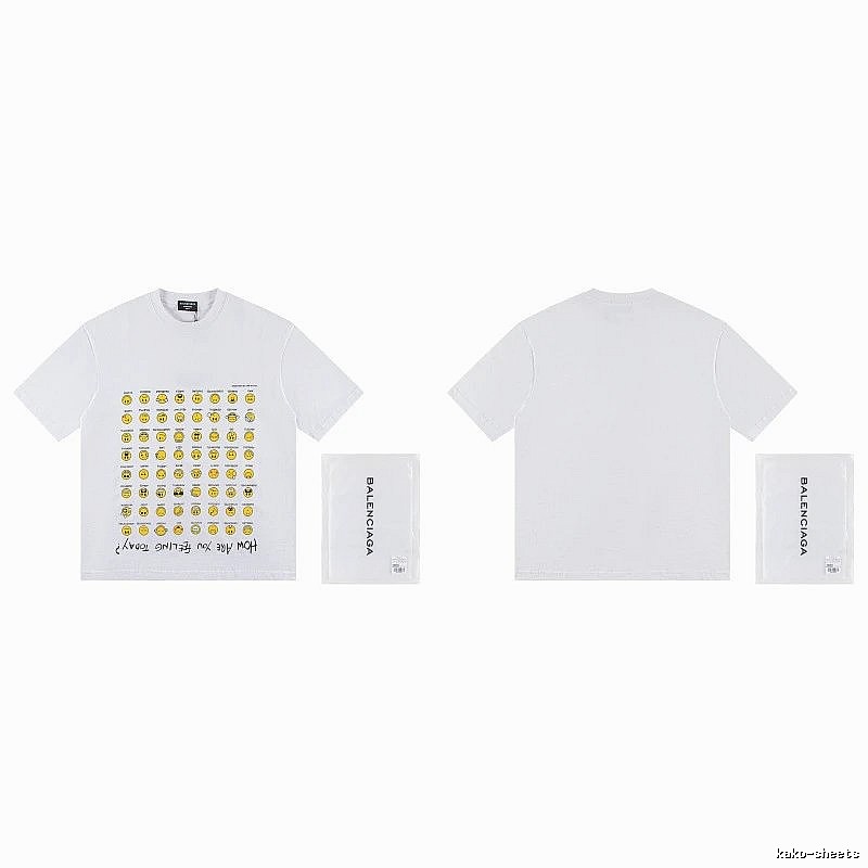 Balenciaga Smiley Face Printed Street Style White T-shirt