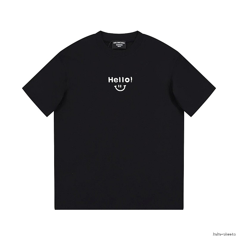 Balenciaga Smiley Print Street Style Black T-Shirt