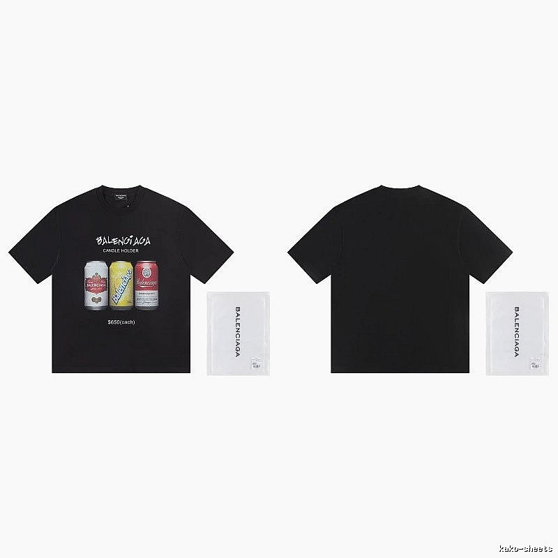 Balenciaga Street Style Black T-shirt with Coca-Cola Print