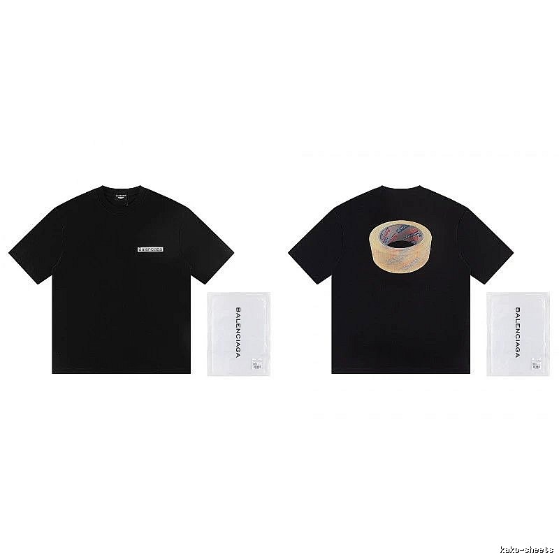 Balenciaga Tape Print Street Style Black T-Shirt