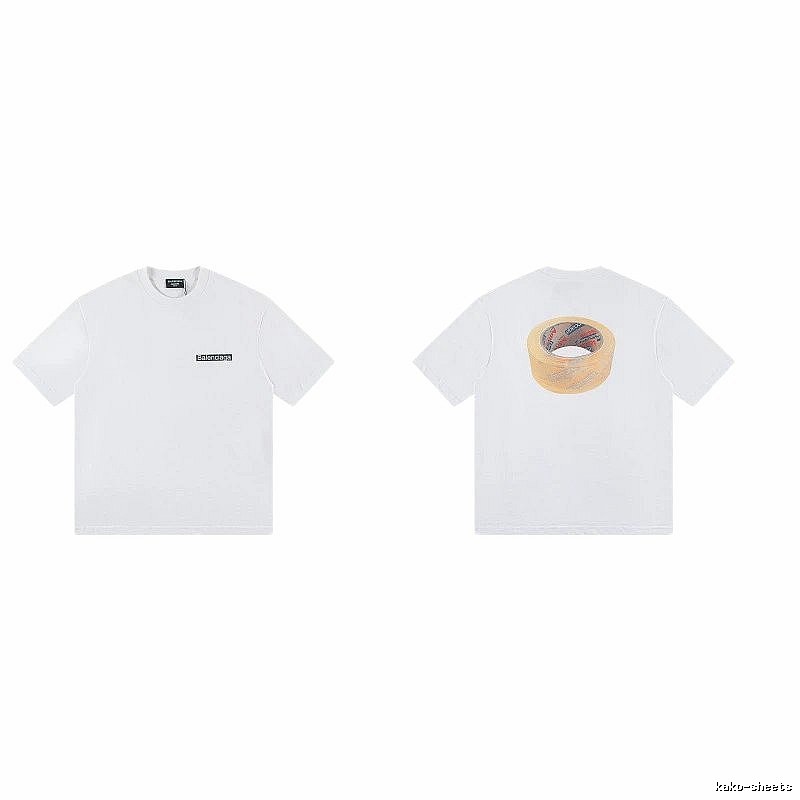 Balenciaga Tape Print Streetwear White T-Shirt